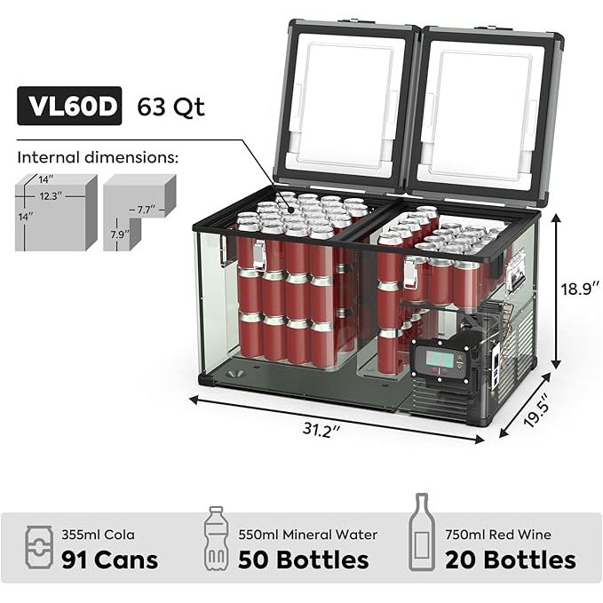 VL60 Dual Zone Metal Freezer with Cover | ICECO | 60LT