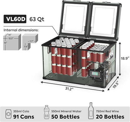 VL60 Dual Zone Metal Freezer with Cover | ICECO | 60LT